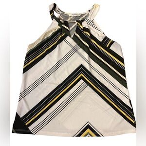 Romy Women's Geometric Striped Top - Black, White, Yellow
